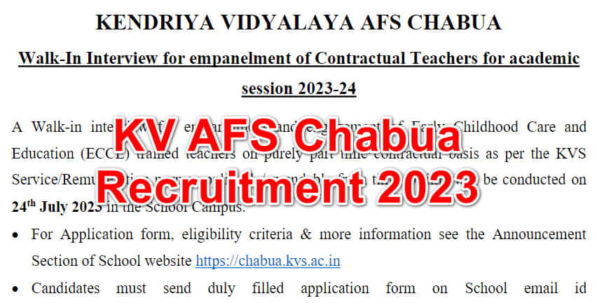 KV AFS Chabua Recruitment Advertisement PDF