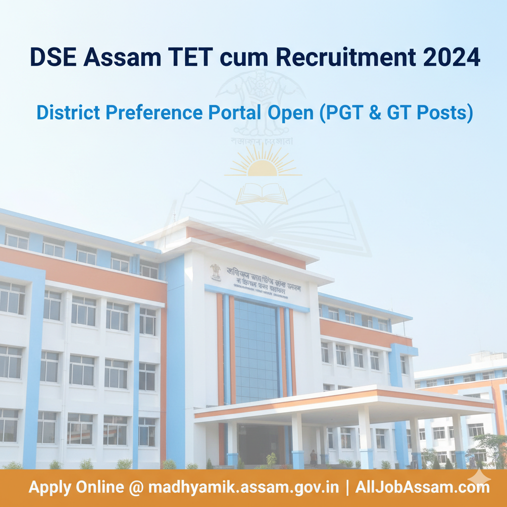DSE Assam TET Recruitment 2024 district preference submission online at madhyamik.assam.gov.in