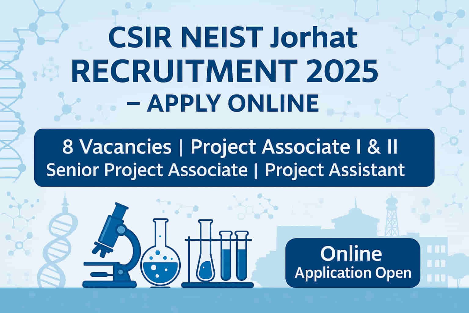 CSIR NEIST Jorhat Recruitment 2025 notification for 8 Project Associate and Project Assistant vacancies Apply Online