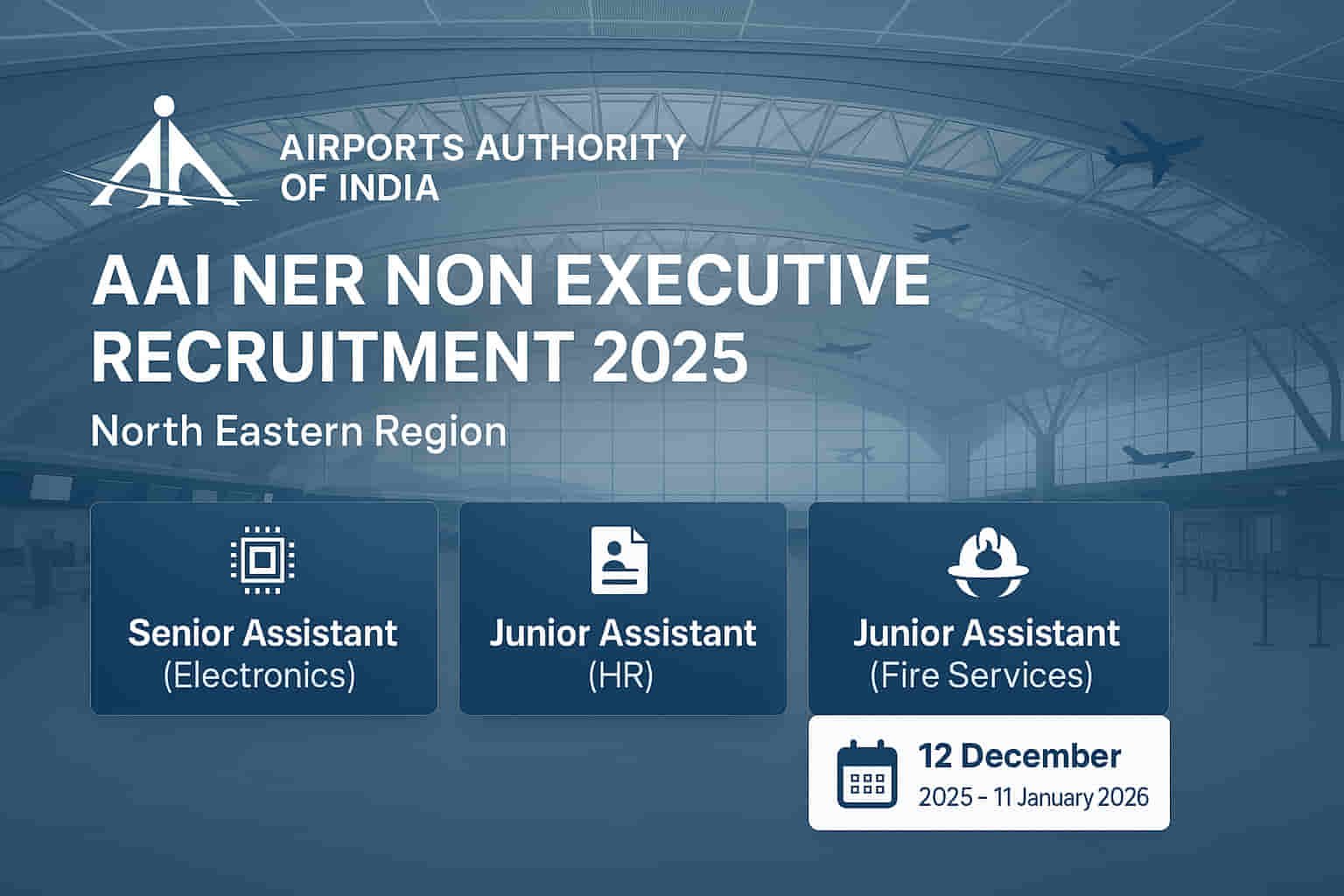 Airports Authority of India NER Recruitment 2025 for Junior Assistant and Senior Assistant Posts – Notification, Vacancies, Eligibility and Apply Online