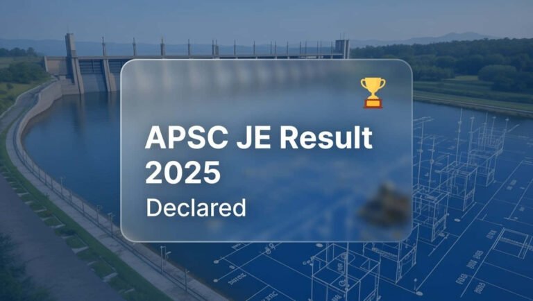 APSC JE Result 2025 Declared for Junior Engineer Civil Water Resources Department
