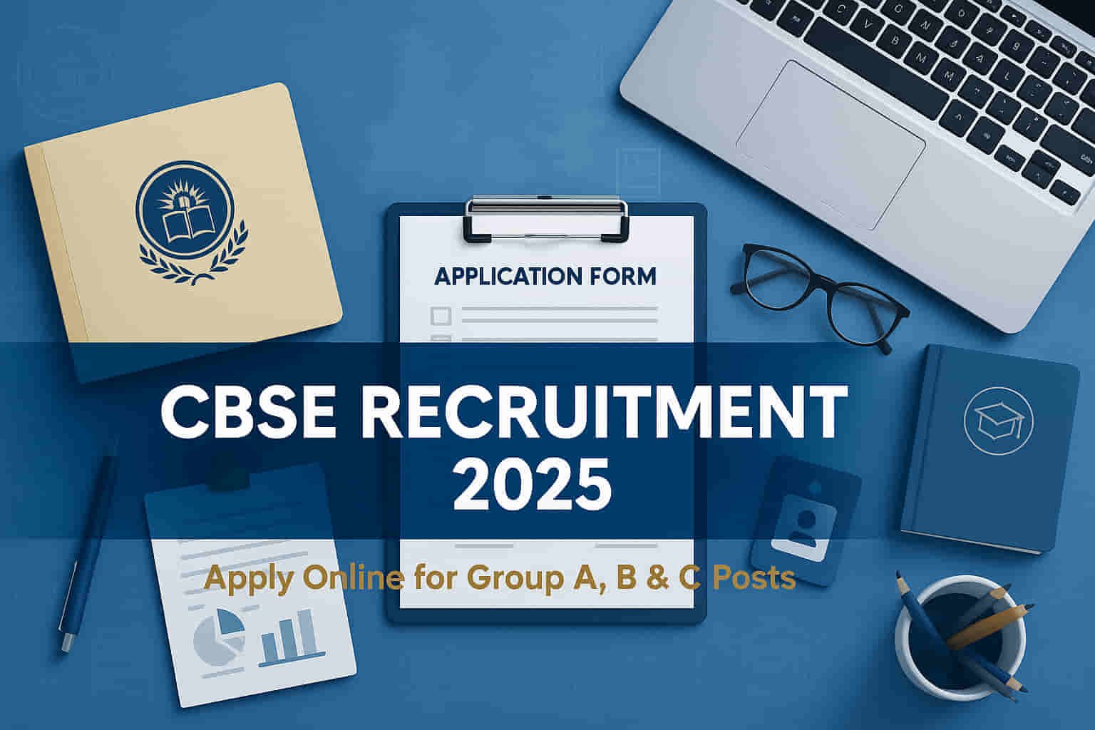 CBSE Recruitment 2025 banner showing Group A, B and C vacancies, online application details and official CBSE job notification