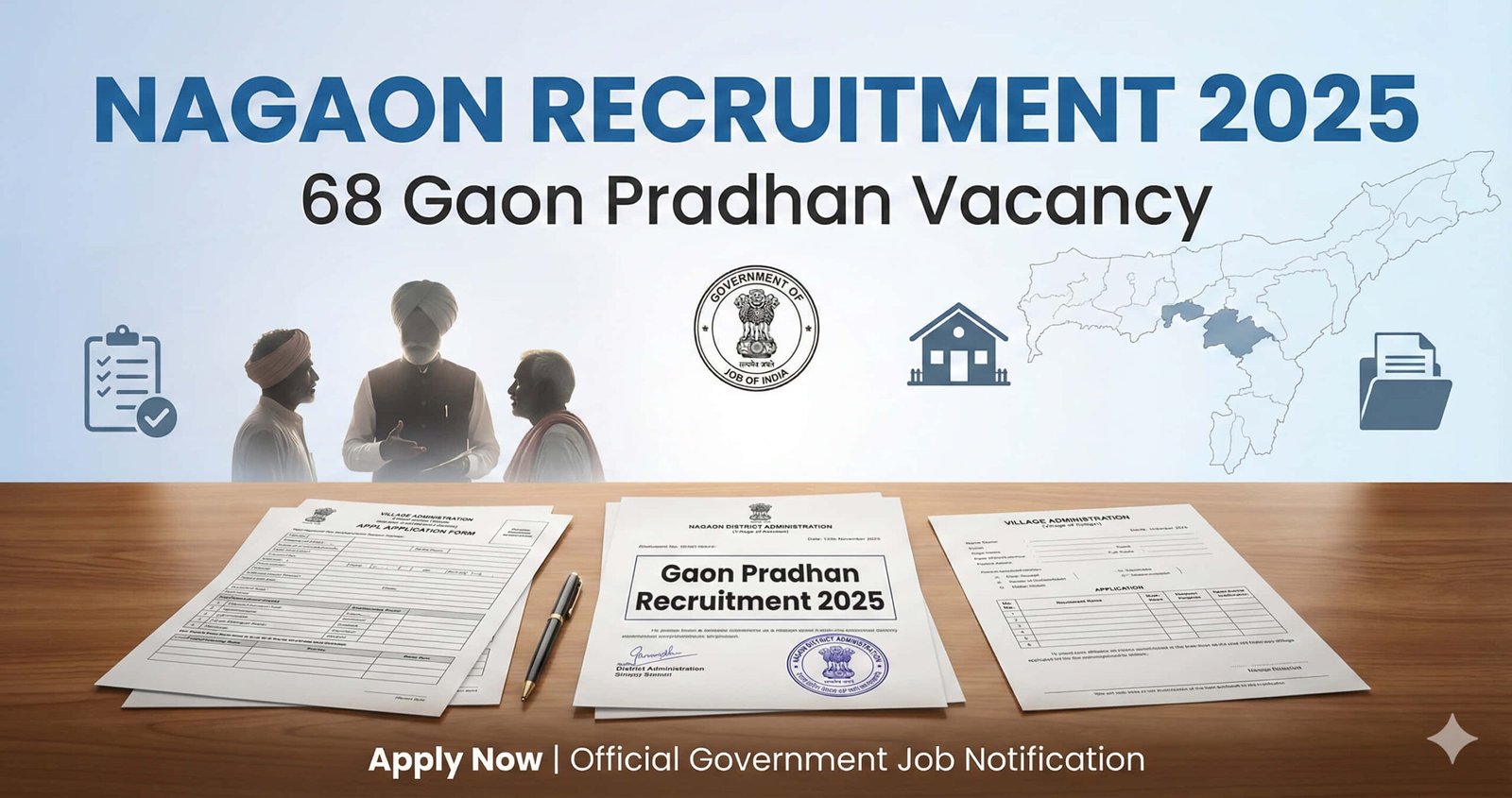 Nagaon Recruitment 2025 Official Notification for 68 Gaon Pradhan Vacancies by DC Office Nagaon