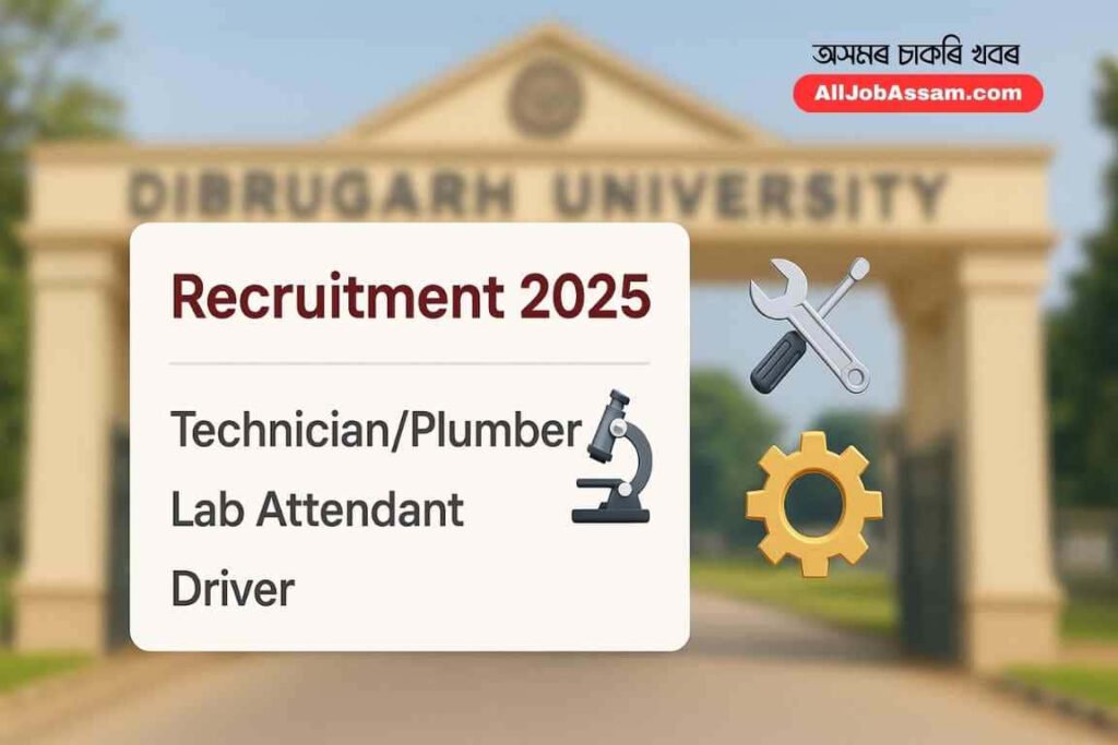Dibrugarh University Recruitment 2025 – Apply for Technician, Lab Attendant & Driver Posts