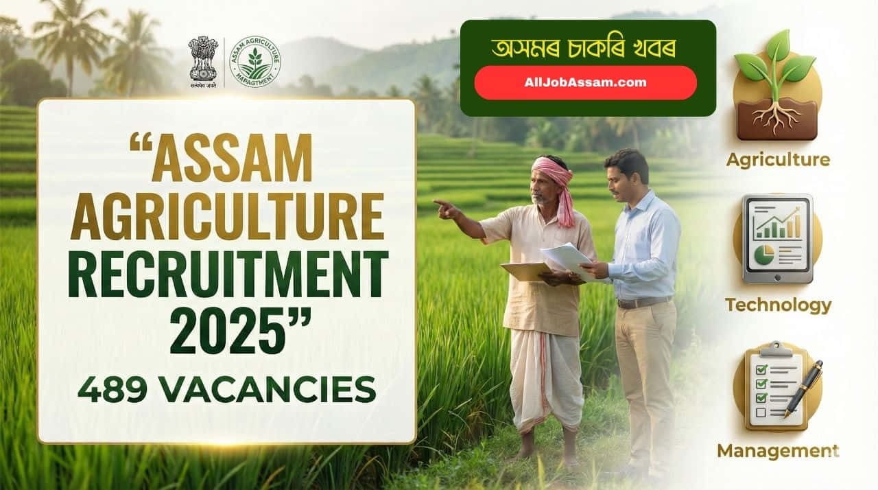 Assam Agriculture Department Recruitment 2025 Official Notification for 489 BTM and ATM Vacancies