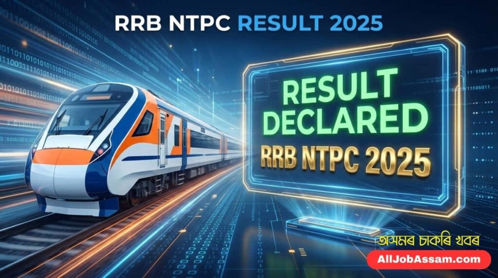 RRB NTPC Graduate Level CBT-II Result 2025 Declared with Indian Railway Train Illustration