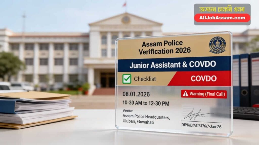 ADRE Assam Police Document Verification 2026 – Notice for Absent Candidates (Junior Assistant & COVDO)
