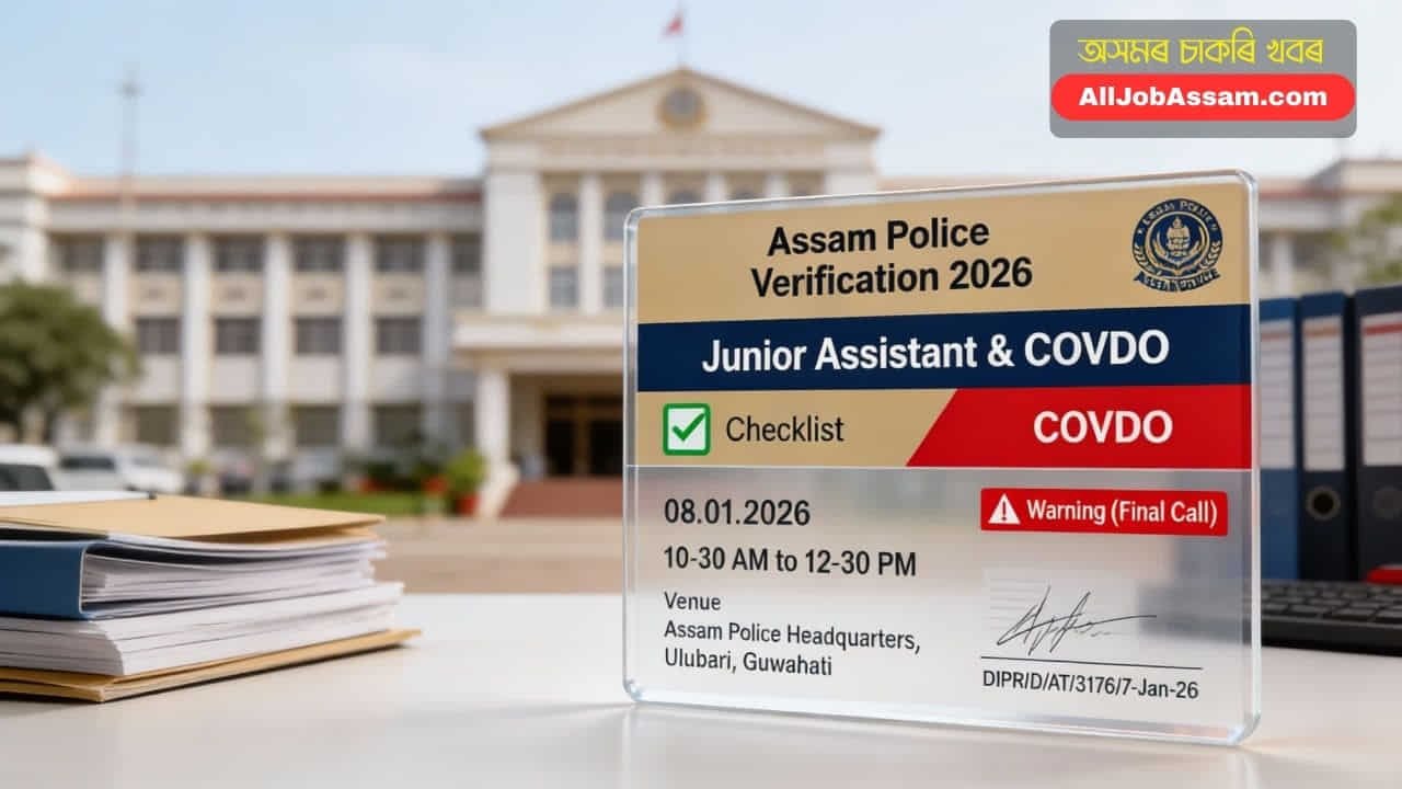 Assam Police Document Verification Notice 2026 for Junior Assistant