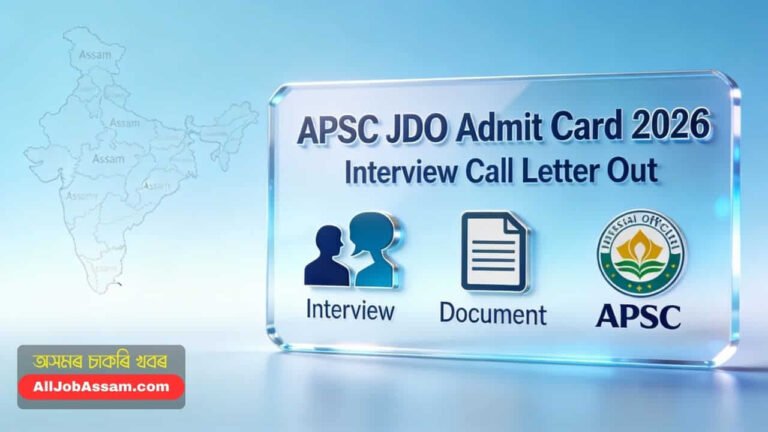 APSC JDO Admit Card 2026 Download Interview Intimation Letter for Junior Development Officer Vacancy