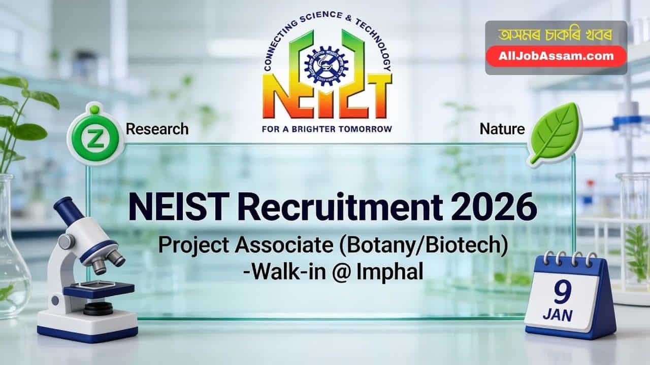 NEIST Jorhat Recruitment 2026 Walk-in Interview for Project Associate Botany Biotechnology