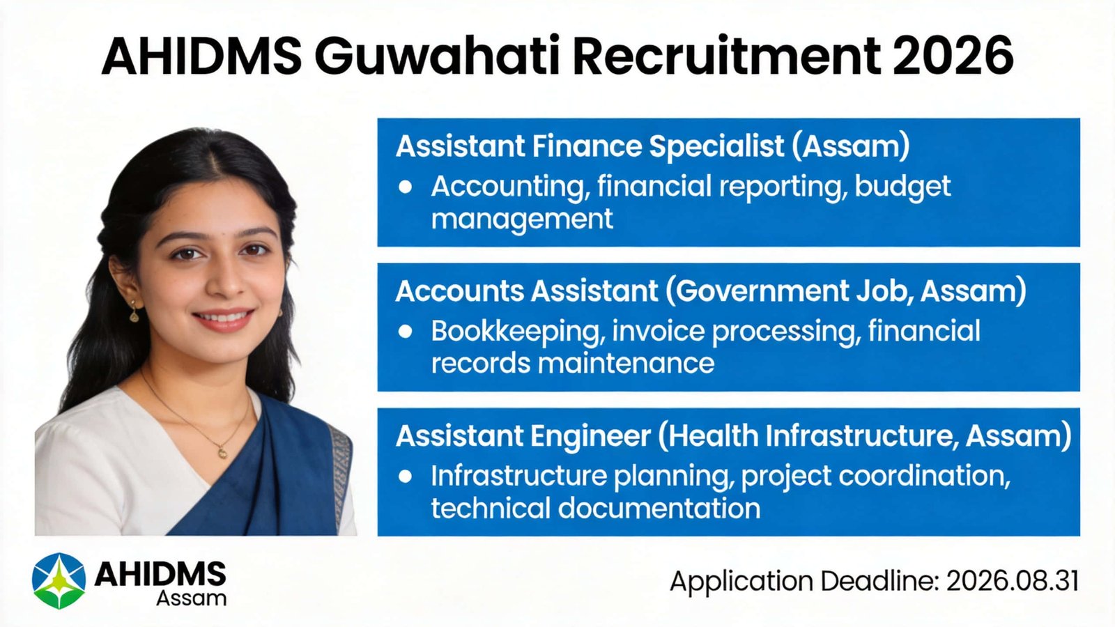 AHIDMS Assam recruitment for finance and engineering posts 2026