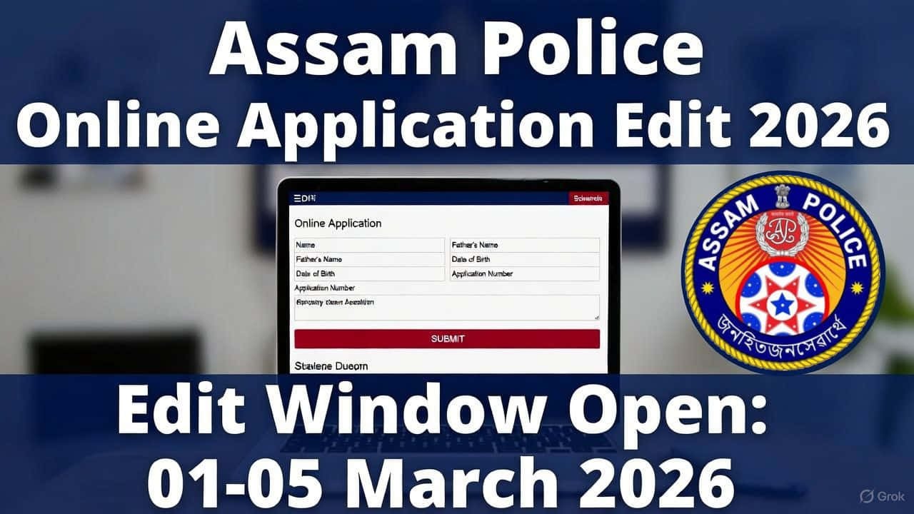 Assam Police Online Form Edit Window 2026 SLPRB Correction Notice