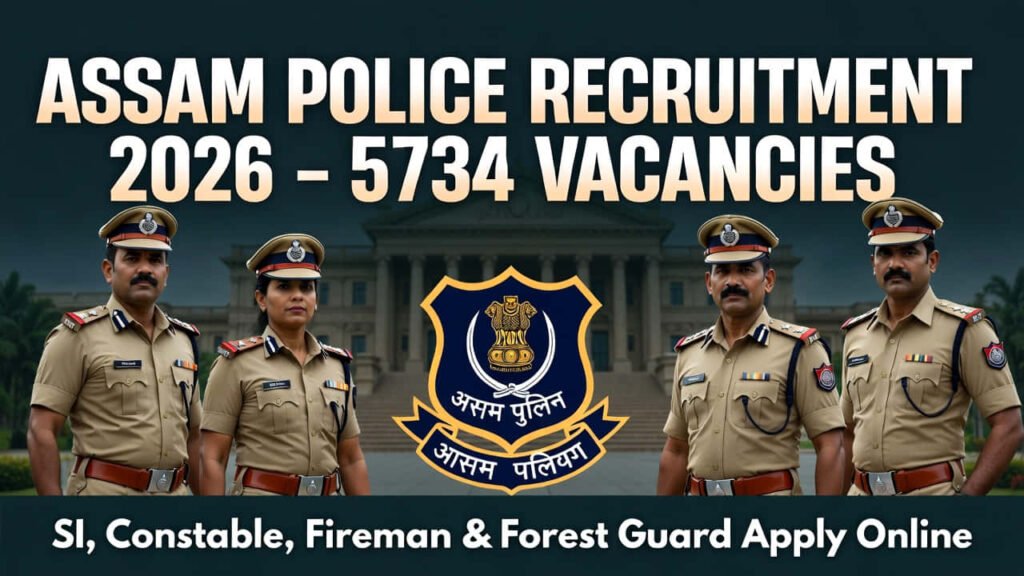 Assam Police Recruitment 2026 – 5734 SI, Constable & Other Posts
