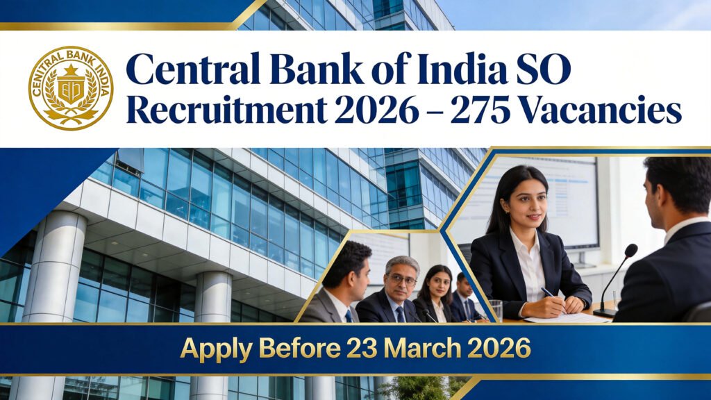 Central Bank of India SO Recruitment 2026 Notification Apply Online