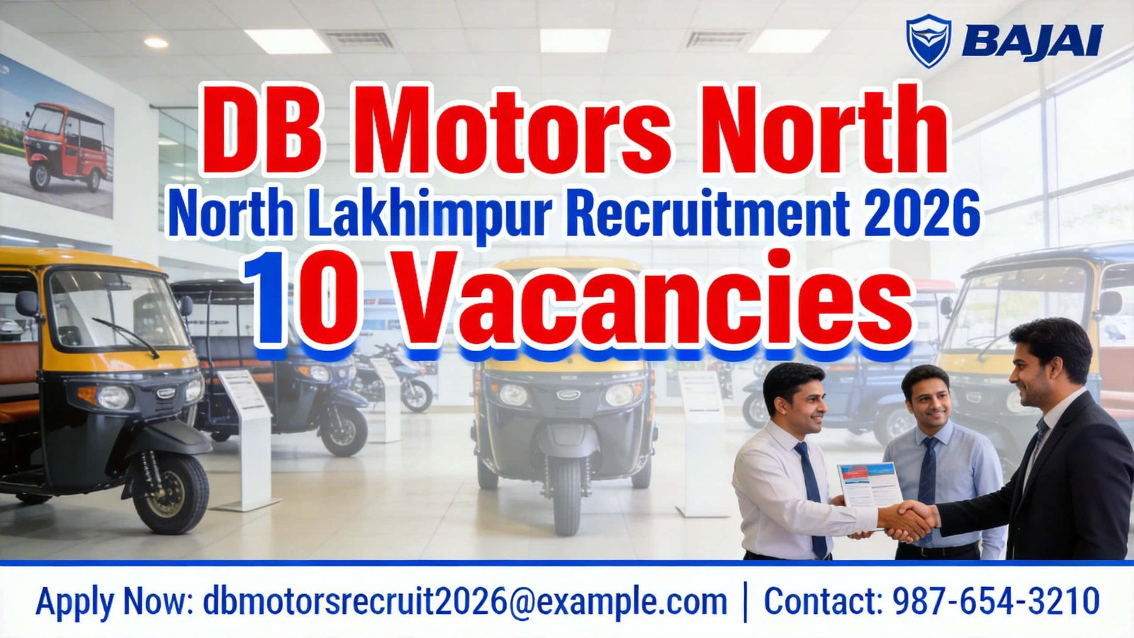 DB Motors recruitment 2026 dealer sales executive and billing executive vacancy Assam