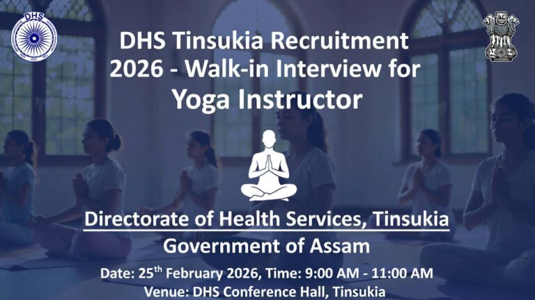 DHS Tinsukia Yoga Instructor recruitment 2026 walk-in interview banner