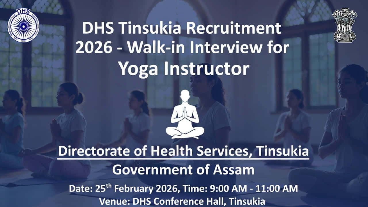 DHS Tinsukia Yoga Instructor recruitment 2026 walk-in interview banner