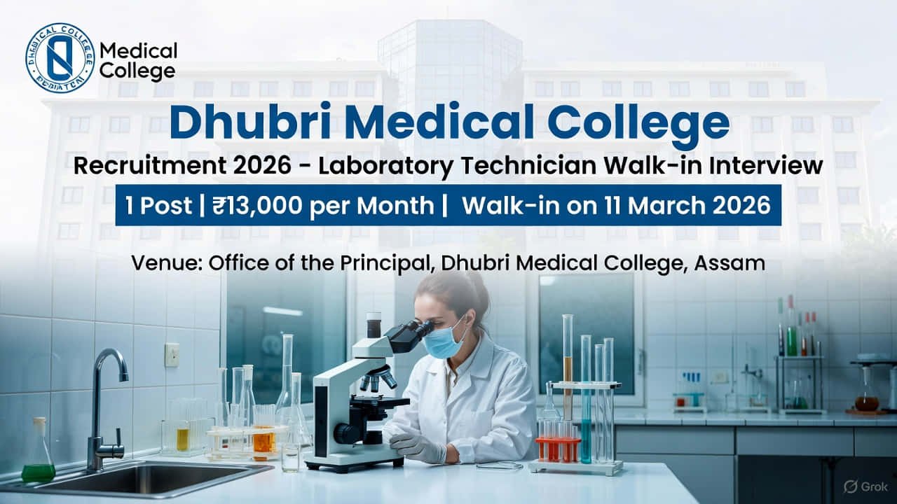 Dhubri Medical College Recruitment 2026 Laboratory Technician Walk in Interview