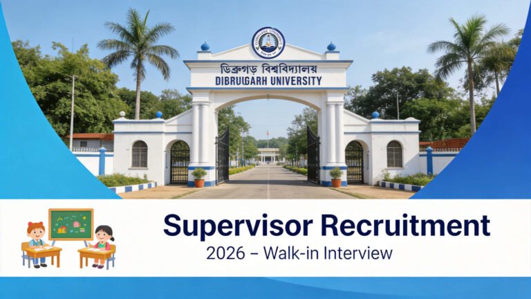Dibrugarh University Supervisor recruitment 2026 walk-in interview notification