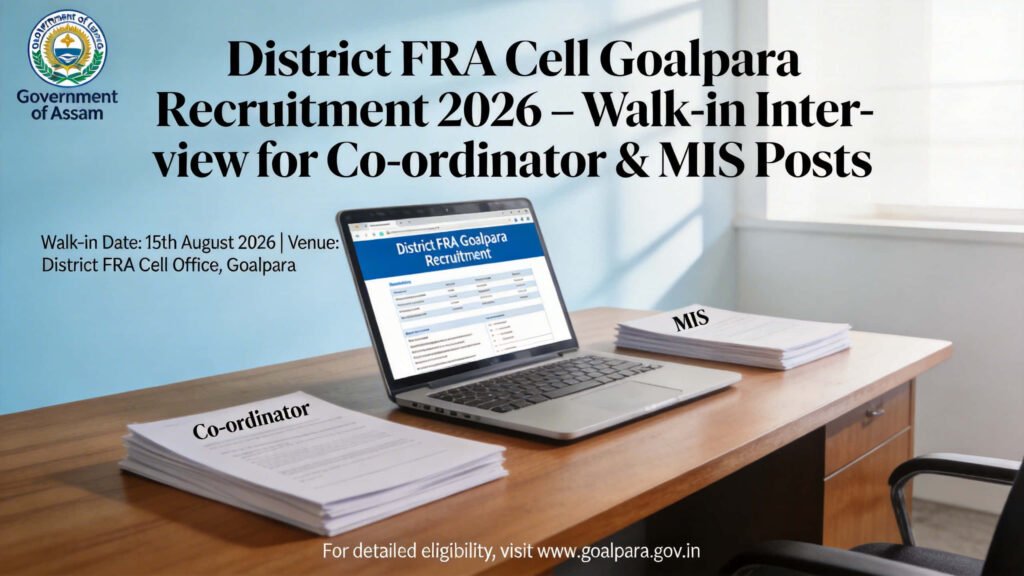 District FRA Cell Goalpara Recruitment 2026 walk-in interview for Co-ordinator and MIS Programme FRA posts at DC Office Goalpara Assam