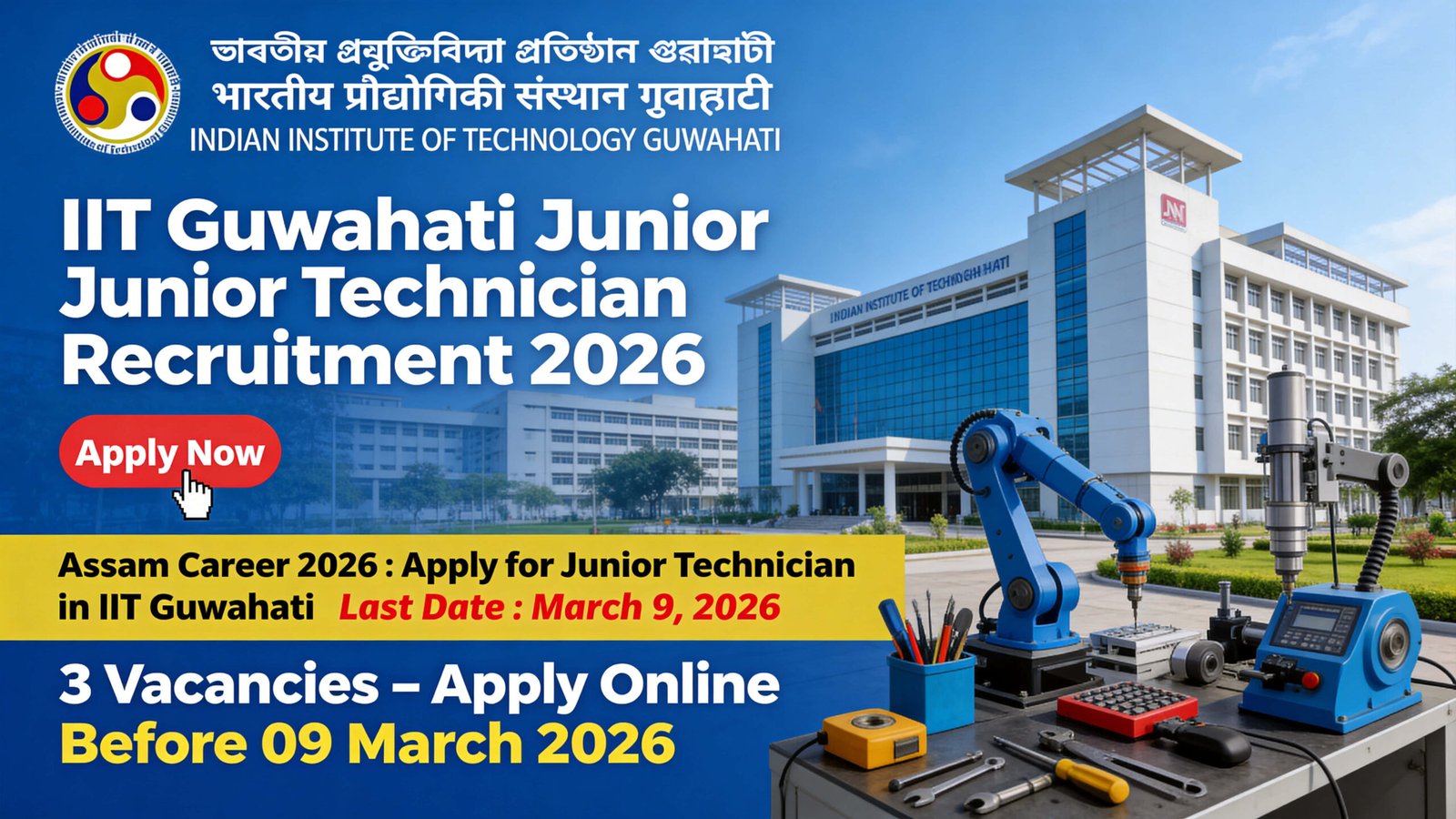 IIT Guwahati Junior Technician IPM Vacancy 2026 Apply Online