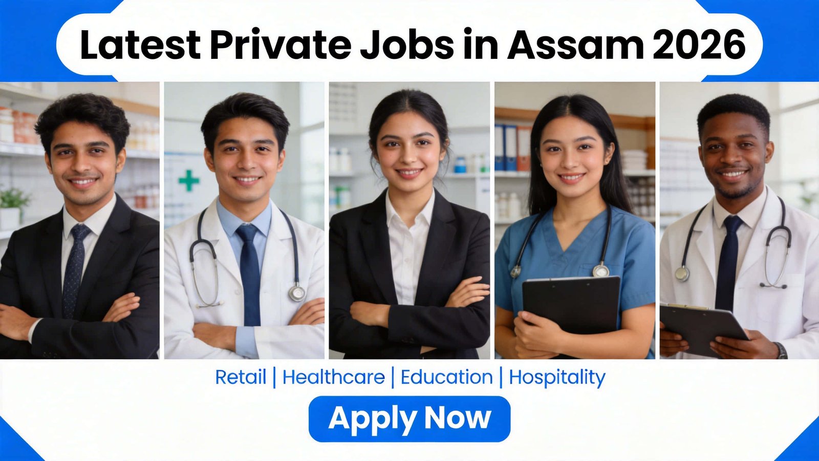 Professional collage showing Retail, Hospital, and Teaching staff in Assam 2026