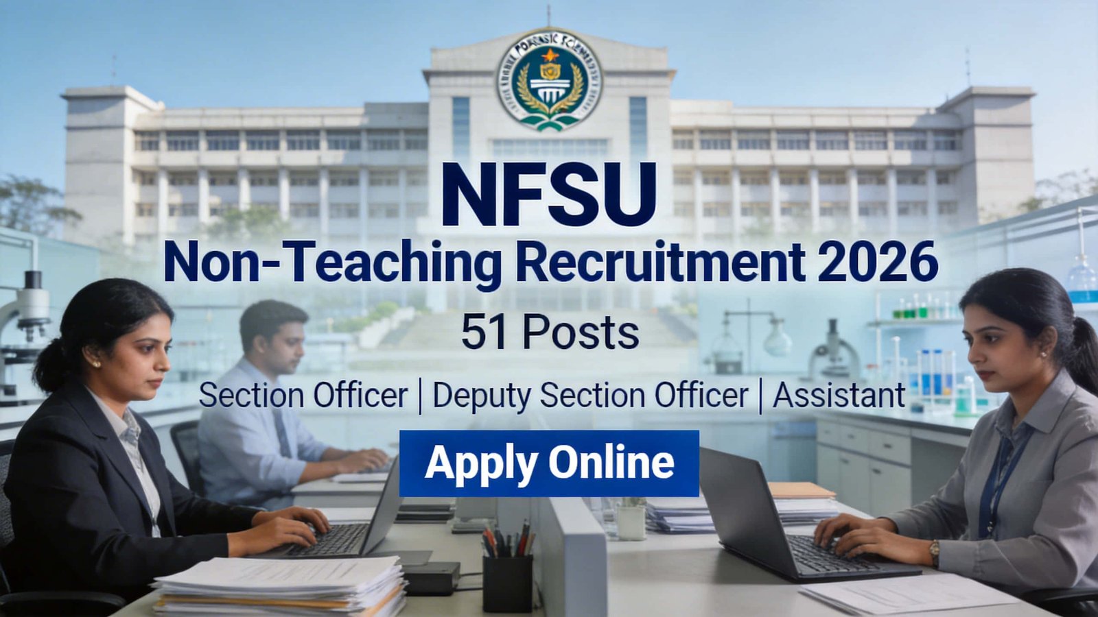 NFSU Non Teaching Recruitment 2026 notification for 51 Section Officer Deputy Section Officer and Assistant posts apply online
