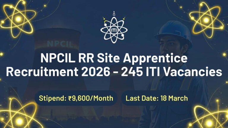 NPCIL RR Site Apprentice Online Form 2026 for 245 ITI Trade Apprentice posts at Rawatbhata Rajasthan