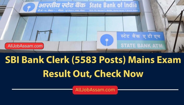 SBI Bank Clerk 5583 Posts Mains Exam Result 2025 Junior Associate