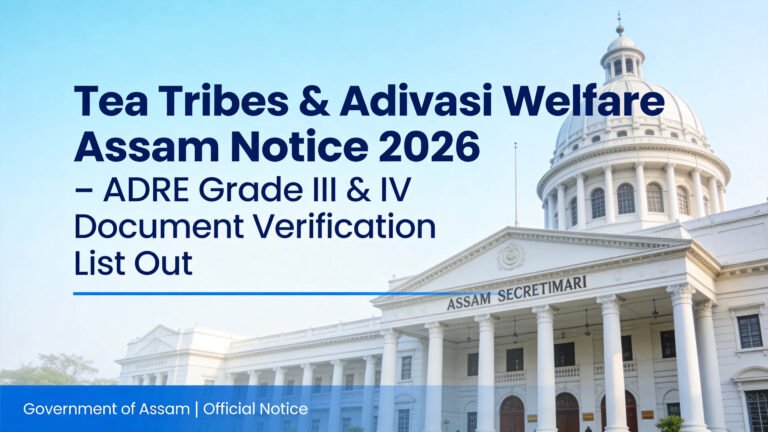 Assam Tea Tribes Adivasi Welfare Department ADRE document verification notice 2026