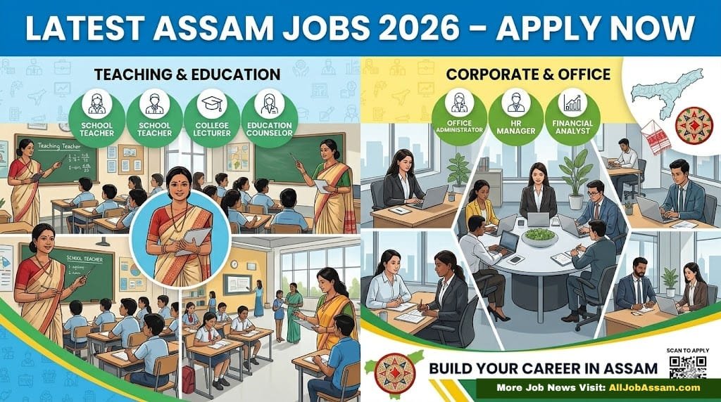 Latest Assam Jobs 2026 for Teachers, Clerk, Manager