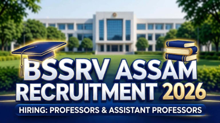 BSSRV recruitment 2026 professor associate professor assistant professor vacancy
