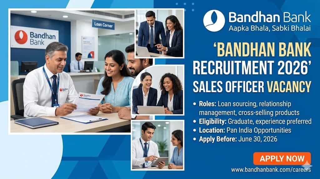 Bandhan Bank Recruitment 2026 Sales Officer Job Assam