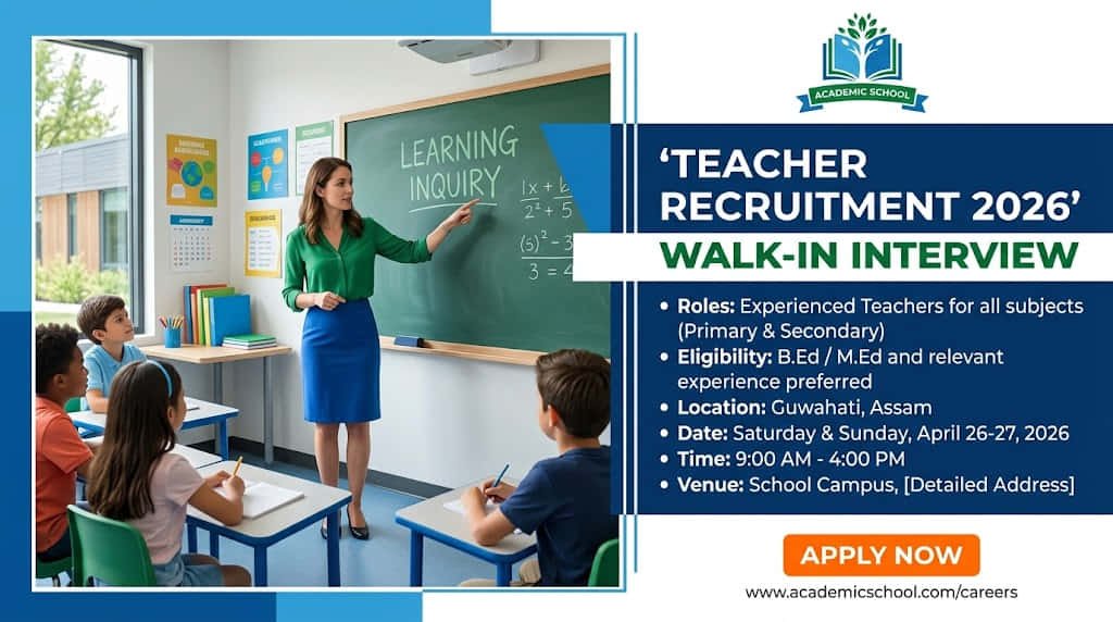 Teacher Job Assam Modern English Medium School Recruitment 2026