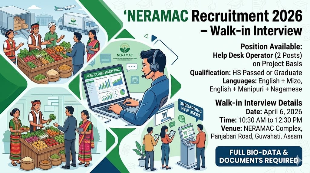 NERAMAC Guwahati Recruitment 2026 Help Desk Jobs