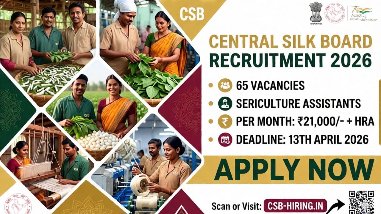 Central Silk Board Recruitment 2026 Sericulture Jobs