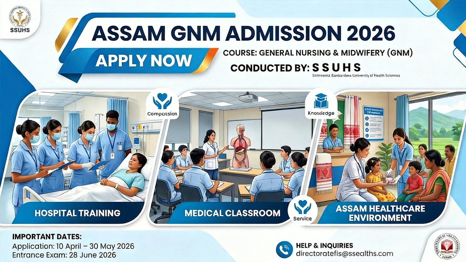 Assam GNM Admission 2026: Entrance Exam, Eligibility, Application Process, Syllabus & Full Guide 1 Assam GNM Admission 2026 Nursing Entrance Exam