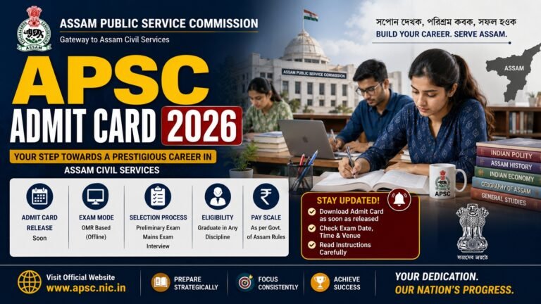 APSC CCE Admit Card 2026 Notification