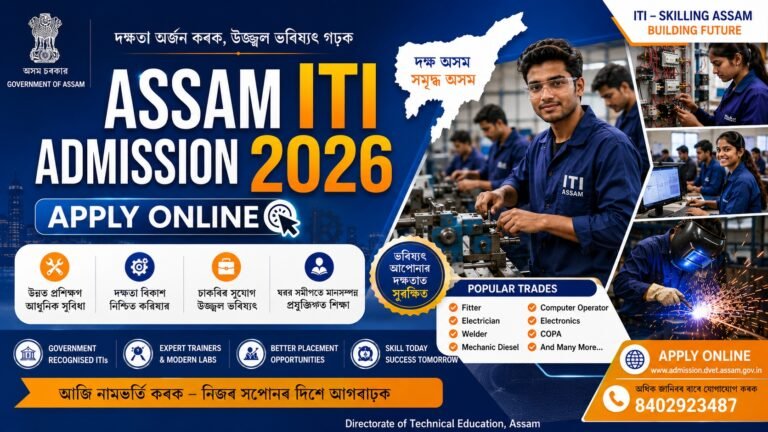 Assam ITI Admission 2026 Online Application for Government and Private ITI Colleges in Assam