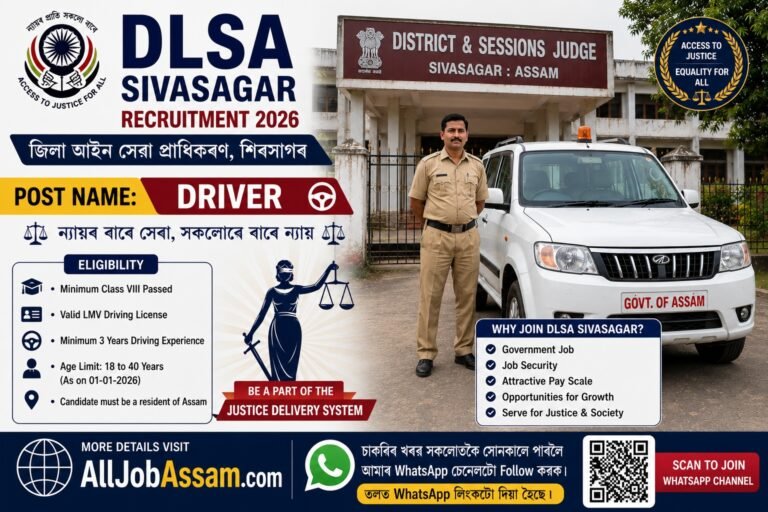 DLSA Sivasagar Recruitment 2026 Notification for Driver Posr