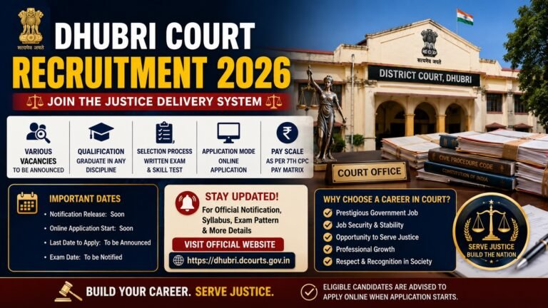 Dhubri District Court Recruitment 2026 Notification