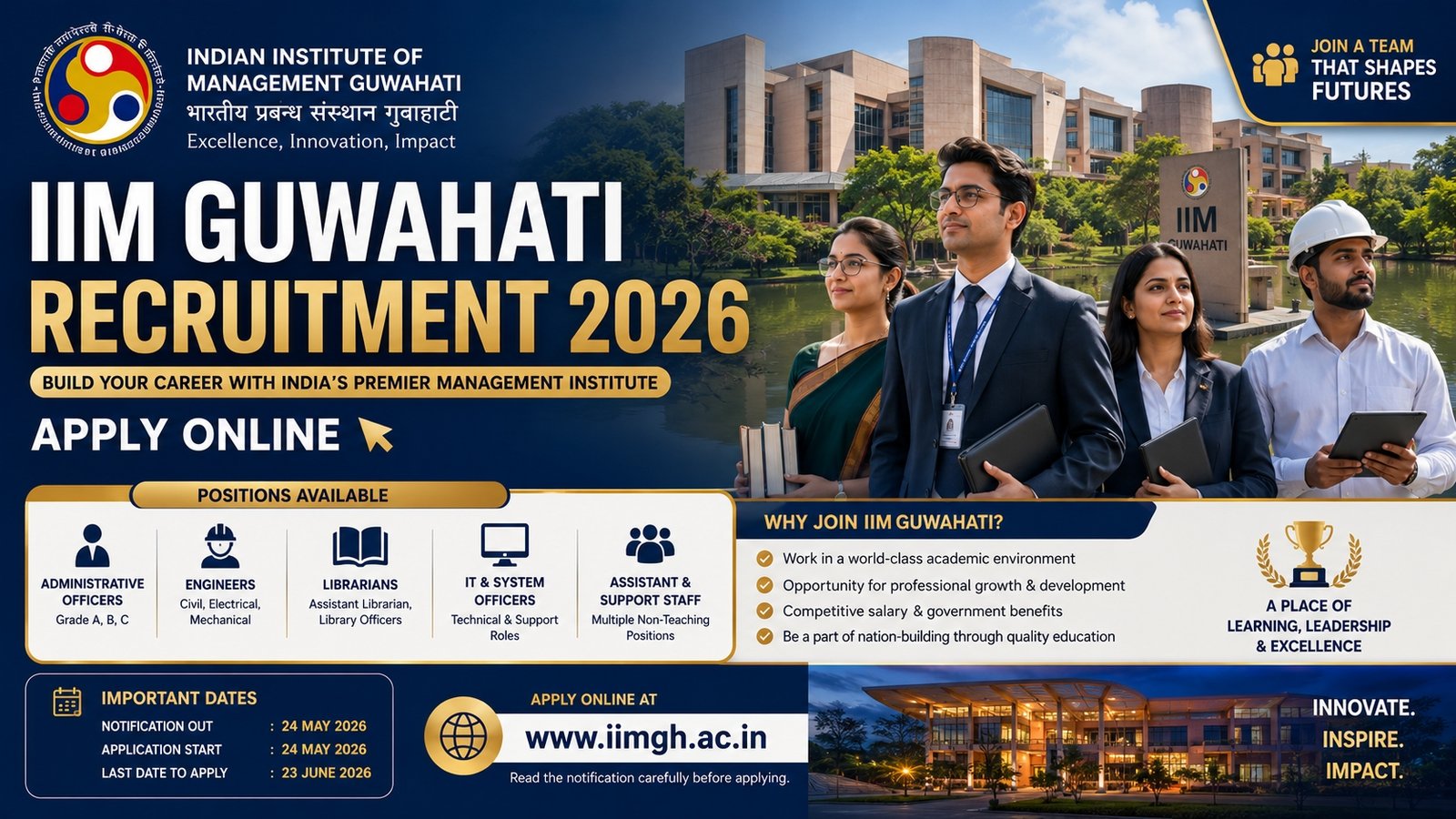 IIM Guwahati Recruitment 2026 AAO Junior Assistant Vacancy