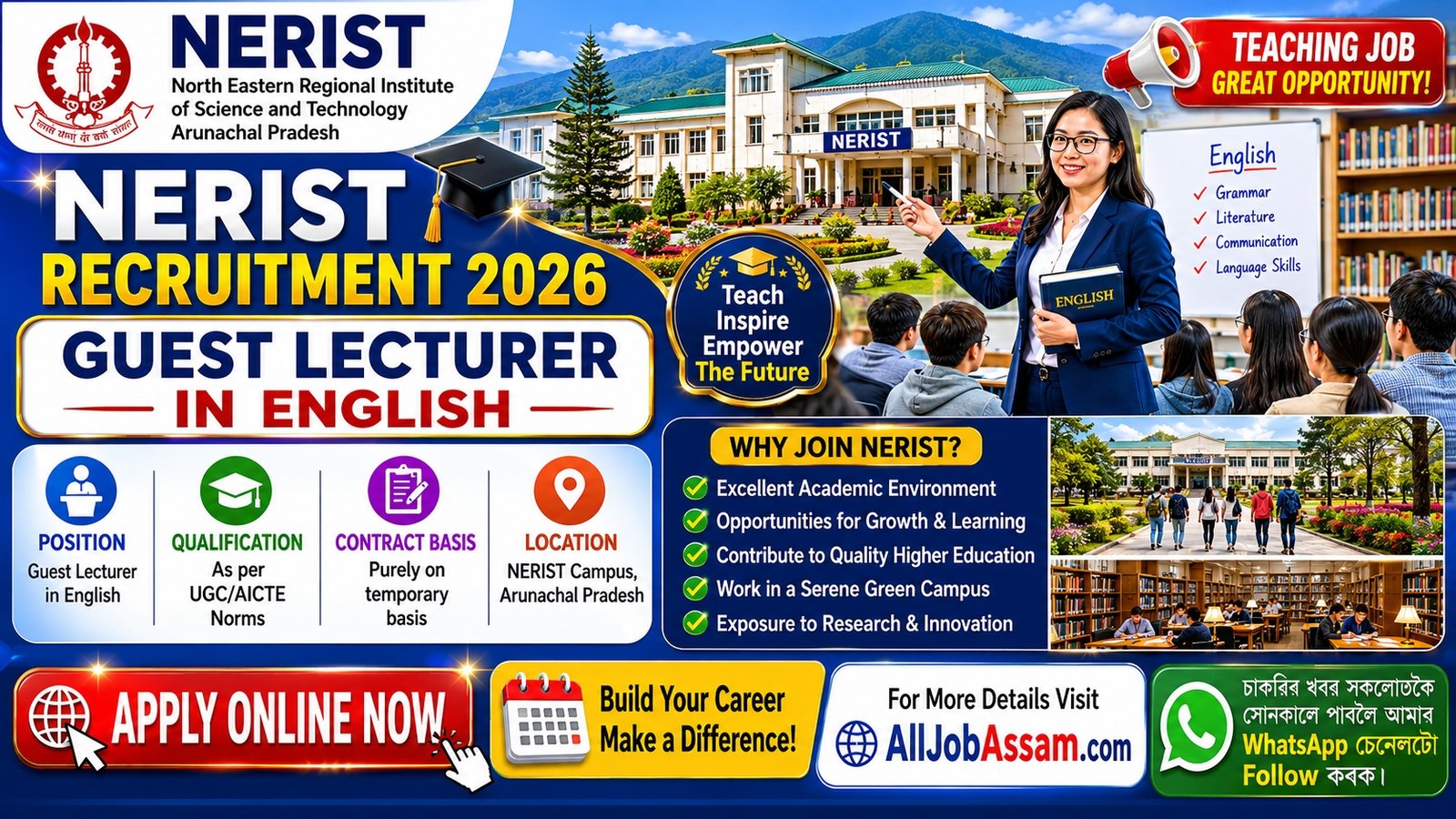 NERIST Recruitment 2026 Guest Lecturer in English Notification