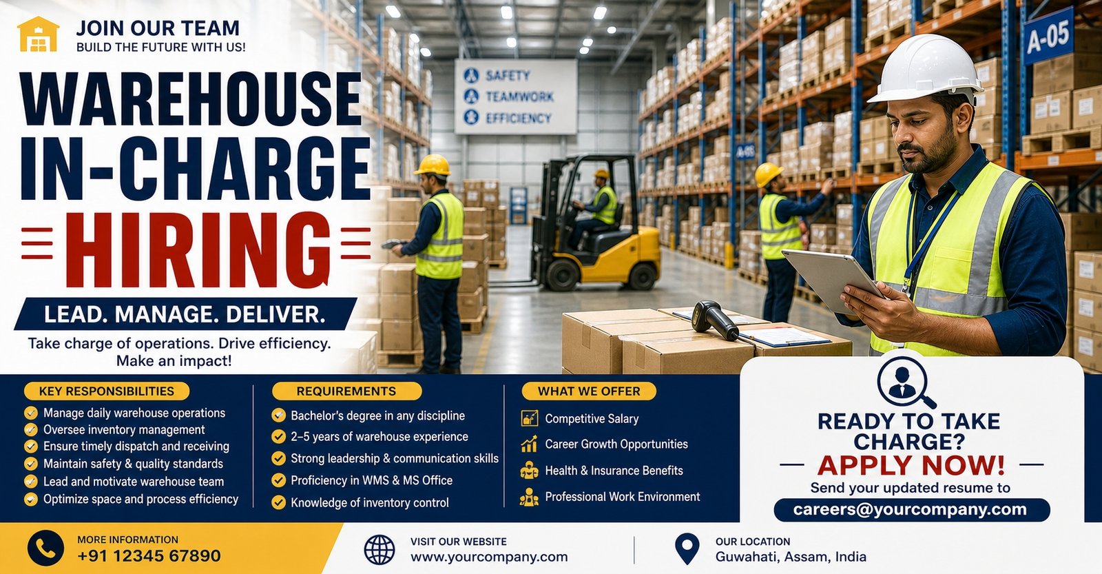 Warehouse In-Charge Job Guwahati Assam 2026