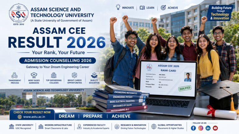 Assam CEE Result 2026 Rank Card Download for B.Tech Admission