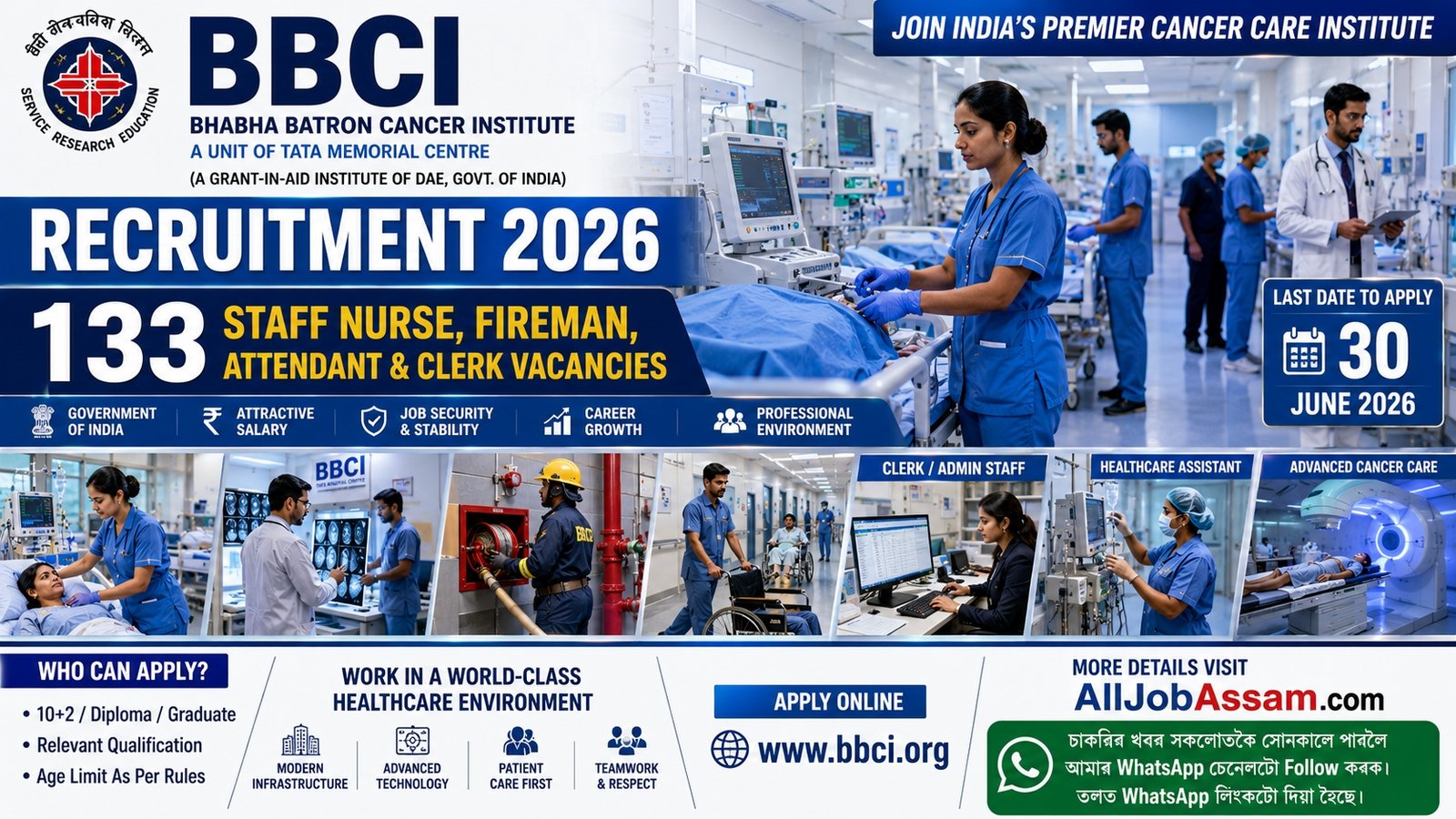 BBCI Recruitment 2026 notification for 133 Staff Nurse and other vacancies