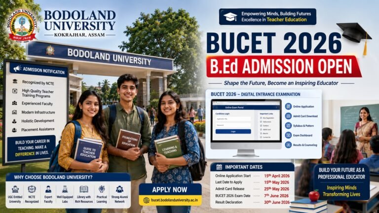 Bodoland University B.Ed Admission 2026 BUCET Online Application Form