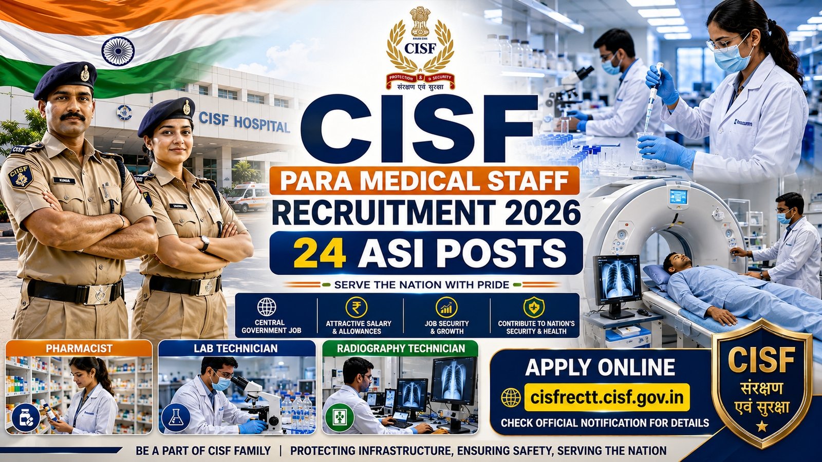 CISF Para Medical Staff Recruitment 2026 notification for 24 ASI posts