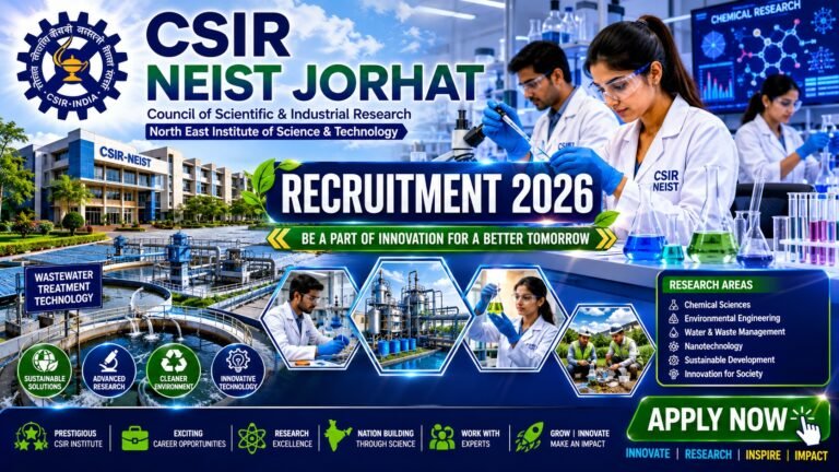 CSIR NEIST Jorhat Recruitment 2026 notification for Project Associate and Project Assistant vacancies