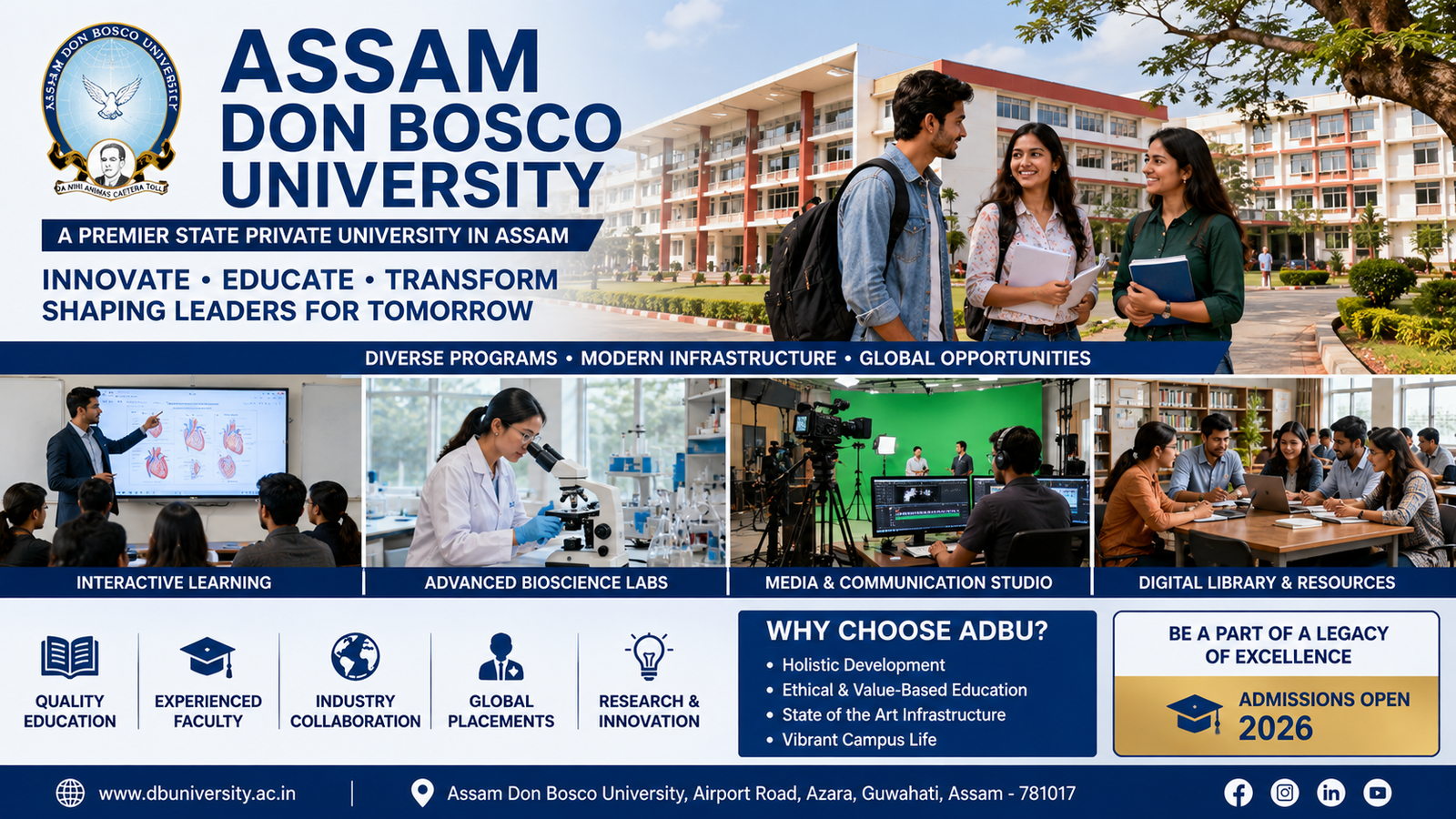 Assam Don Bosco University ADBU Recruitment 2026 Faculty and Laboratory Assistant Notification